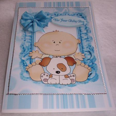 For Your Baby Boy with Puppy, A4 Topper by Sharon Wilson