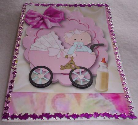 Baby Girl on a Scalloped Frame, A4 by Sharon Wilson