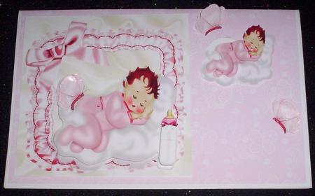 Sleepy Baby Girl on a Cloud with Butterflies by Sharon Wilson