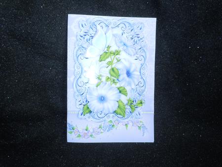 Blue Petunias with Butterflies A4 by Sharon Wilson