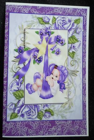 Baby Girl in Purple Rose Frame A4 by Sharon Wilson