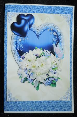 Heart Balloons with Flowers and Butterflies on Blue Heart by Sharon Wilson