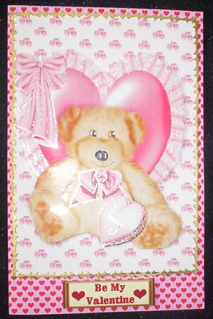 Big Cuddly " I Wuv U" Bear on a Heart A4 by Sharon Wilson
