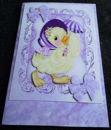 Sweet Little Chick with Umberella A4 by Sharon Wilson
