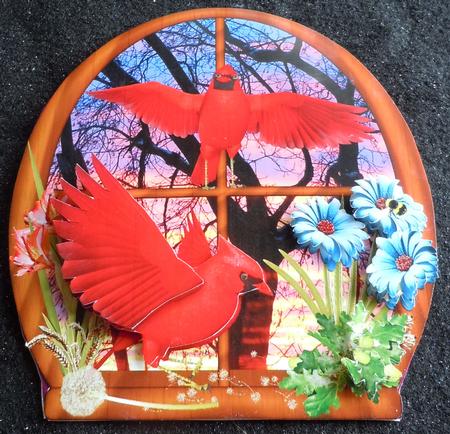 Sunset and Cardinal's Window by Sharon Wilson