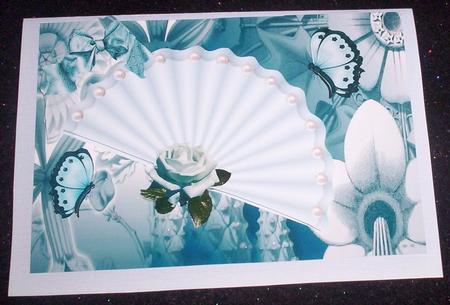 Pretty Ladies Fan on Flower Abstract Background, A4 Topper by Sharon Wilson