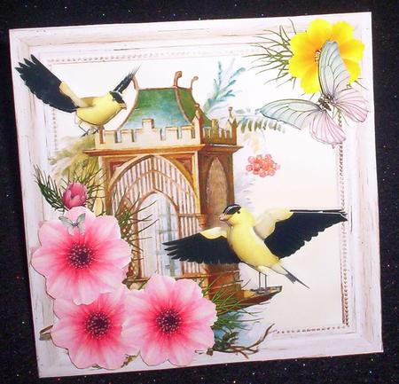 Gold Finch and Flowers by Sharon Wilson