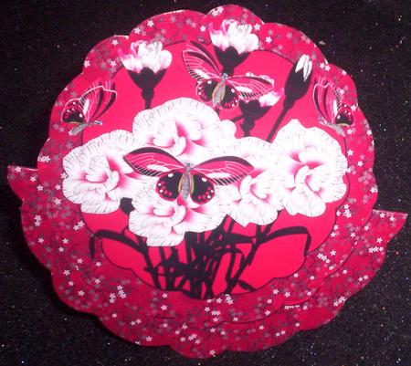 Floral and Butterfly Red and Black Wobble Card by Sharon Wilson