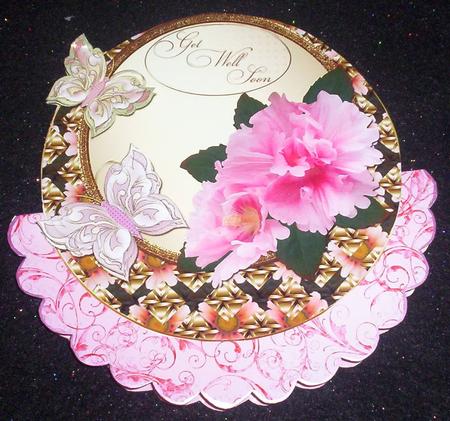 Pink Flowers & Butterflies Large Get Well Soon Topper by Sharon Wilson