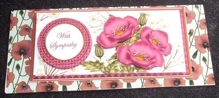 Cerise Poppies in Sympathy Dl Decoupage Topper by Sharon Wilson