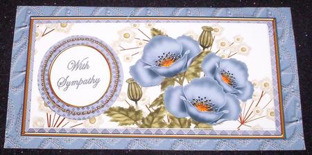 Blue Poppies in Sympathy Dl Decoupage Topper by Sharon Wilson