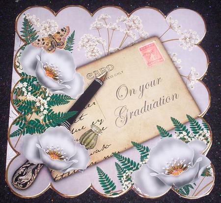 Silver Poppy on Your Graduation 8in Decoupage Topper by Sharon Wilson