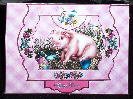 Pink Piggy Easter Kit Card Beau by Sharon Wilson