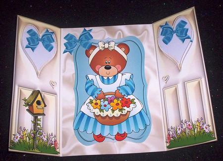 Teddy with Basket of Flowers, Gatefold by Sharon Wilson
