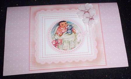 Vintage Baby Girl Card Front by Sharon Wilson