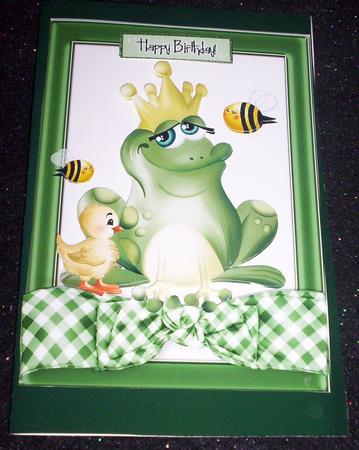 Frog with Crown and Little Yellow Duck A4 by Sharon Wilson
