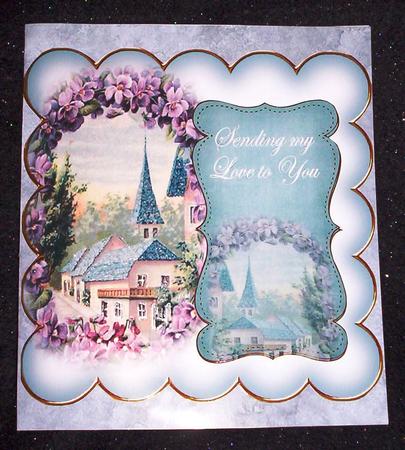 Teal Lavender View Sending Love 8in Scallop Topper by Sharon Wilson