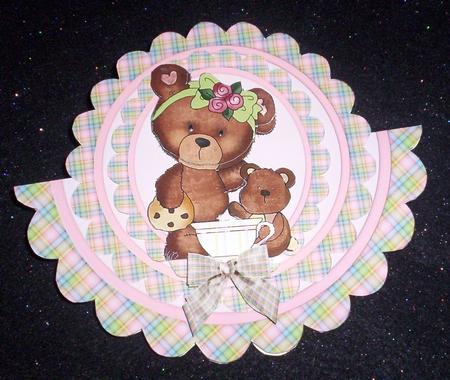 Teddy Bears Party, with Bows on Scalloped Rocker by Sharon Wilson