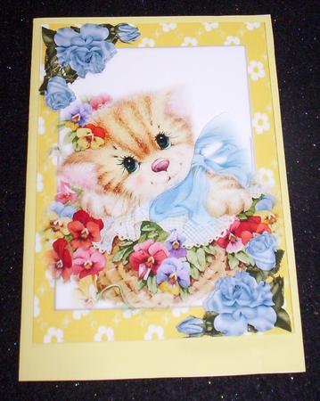 Cute Kitten in Flower Frame A4 by Sharon Wilson