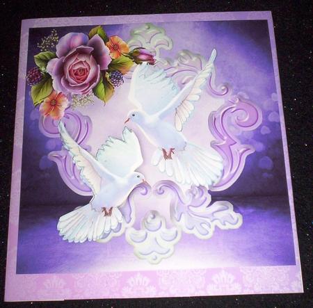 Beautiful White Doves with Roses 8x8 by Sharon Wilson