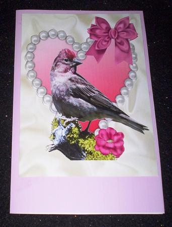 Little Bird on a Pearl Heart A4 Topper by Sharon Wilson