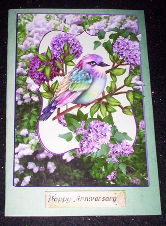 Floral Lilac & Bird Quick & Easy Card Topper by Sharon Wilson
