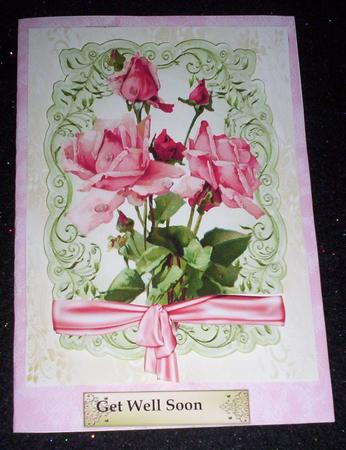 Painted Vintage Roses in Ornate Frame with Bow A4 by Sharon Wilson