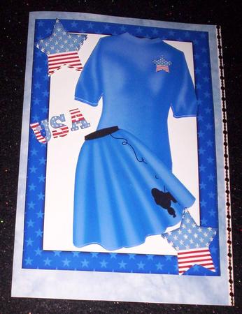 Poodle Skirt with Blue Jumper with American Star by Sharon Wilson