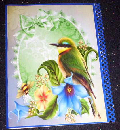 Beautiful Green Bird in Flowers A4 by Sharon Wilson