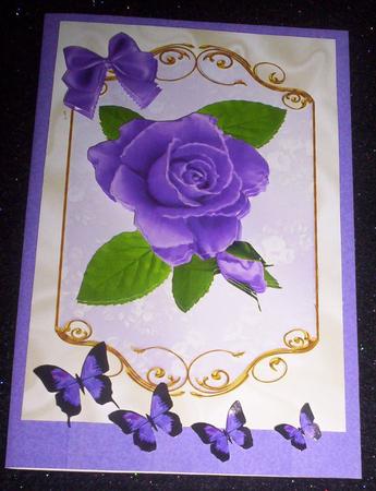 Pretty Painted Purple Roses with Bow by Sharon Wilson