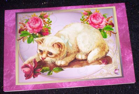 Sweet Vintage Cat with Roses by Sharon Wilson