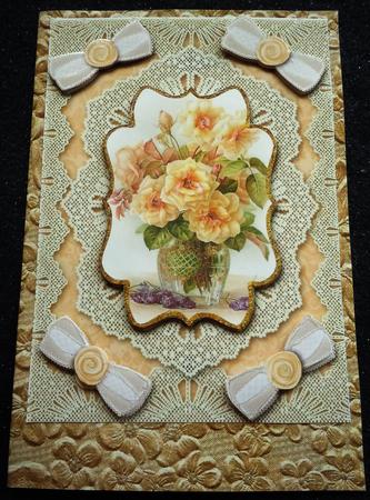 Peach Roses A4 Lace Bracket Picture Sheet by Sharon Wilson