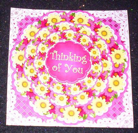 Cerise Daisy Thinking of You 3D Doily Card Mini Kit by Sharon Wilson