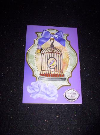 Antique Bird Cage on Antique Rose Tag by Sharon Wilson