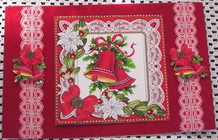 Christmas Bells Poinsettia 5in One Side Stacker by Sharon Wilson