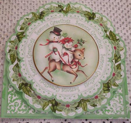 Christmas Ride Seasons Greetings Picture Doily C & E Kit by Sharon Wilson