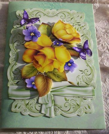 Pretty Yellow Roses and Purple Flowers by Sharon Wilson