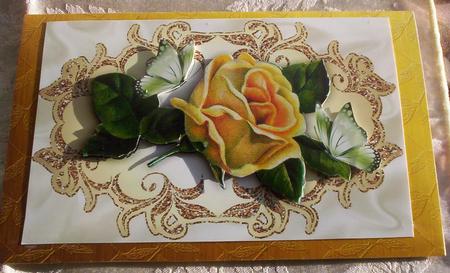 Vintage Cream Roses with Butterflies A4 by Sharon Wilson