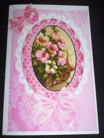 Pretty Pink Flowers in a Basket Oval Pyramids by Sharon Wilson