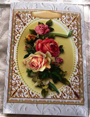 A4 Beautiful Vintage Roses on a Lovely Frame by Sharon Wilson