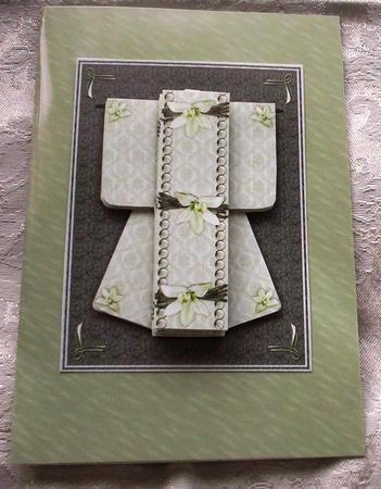 A6 Opulent Orchid Kimono Card in Green Decoupage by Sharon Wilson
