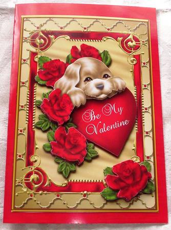 Be My Valentine Puppy Card Front by Sharon Wilson