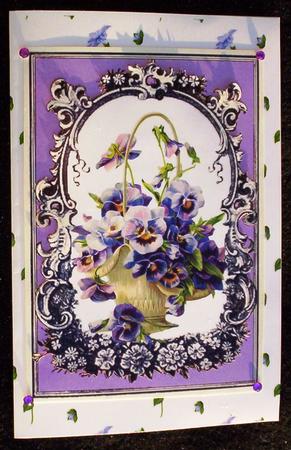 Pretty Basket of Purple Flowers A4 by Sharon Wilson