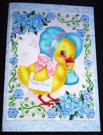 Forget Me Nots & Rose Frame with Easter Chick A4 by Sharon Wilson