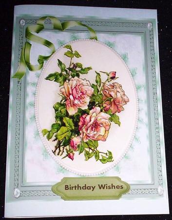 Lovely Vintage Roses on Sage Green Background  by Sharon Wilson
