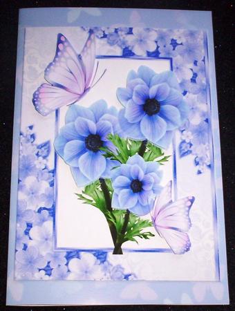 Blue Flowers in Floral Frame A4 by Sharon Wilson