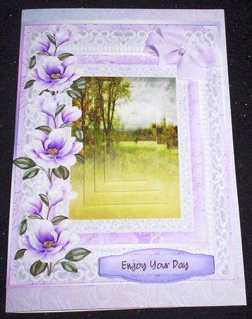 Lovely Magnolias on Lace with Country Scene  by Sharon Wilson