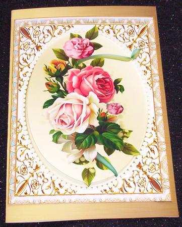 A5 Beautiful Vintage Roses on a Lovely Frame  by Sharon Wilson