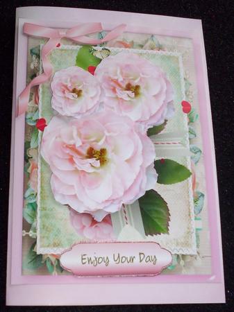 Lovely Big Roses on Vintage Lace  by Sharon Wilson
