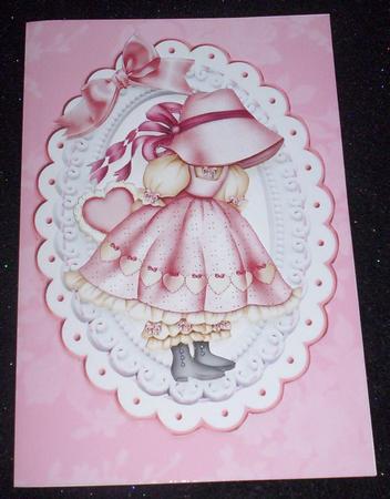 Little Vintage Bonnet Girl with Heart in Ornate Frame by Sharon Wilson